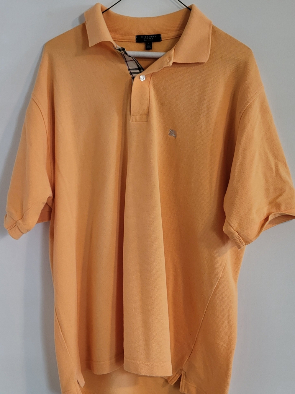Burberry Peach Orange Polo Shirt with Signature Check Trim